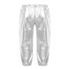 ACSUSS Girls Metallic Jogger Pants Shiny Jazz Hip Hop Dancewear Youth High-Waist Leg Openings Trousers Silver 8 Years view 2