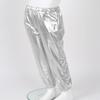 ACSUSS Girls Metallic Jogger Pants Shiny Jazz Hip Hop Dancewear Youth High-Waist Leg Openings Trousers Silver 8 Years view 4