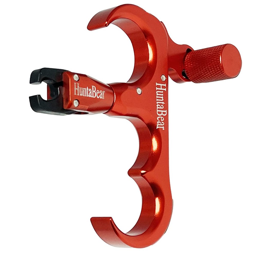 ZeoPeya Bow Release for Compound Bow, 3-Finger 360 Rotate Caliper Thumb Release Archery Accessories (Red)