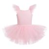 Baby Girl Ballet Leotard Dress Flutter Sleeve Ballerina Outfits Toddler Dance Leotard for Girls Gymnastic Leotard Tulle Tutu Dress Ballerina Dress Kids Ballerina Costume Light Pink Tulle 3-4 Years view 1
