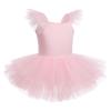 Baby Girl Ballet Leotard Dress Flutter Sleeve Ballerina Outfits Toddler Dance Leotard for Girls Gymnastic Leotard Tulle Tutu Dress Ballerina Dress Kids Ballerina Costume Light Pink Tulle 3-4 Years view 3
