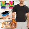 SHAPERIN Sauna Shirt for Men Short Sleeve Sauna Top Heat Trapping T-shirt Sauna Suit Sweat Vest Body Shaper Gym Workout (Black,2XL) view 2
