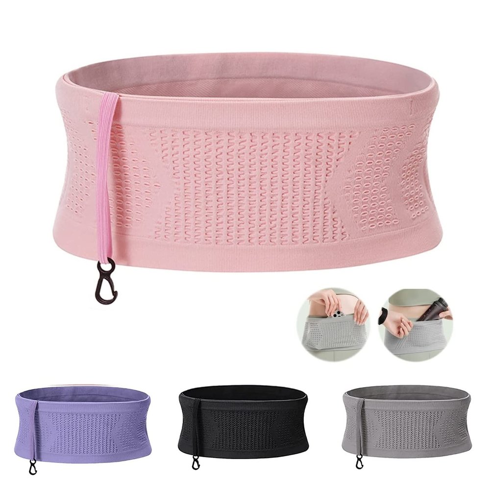 2023 New Multifunctional Knit Breathable Concealed Waist Bag, Running Pack, Adjustable High-capacity Running Fanny Pack, Suitable for Female Male Outdoor Activities Running Fanny Pack (Pink, 1-S)