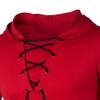 Men's Lace Up Short Sleeve Hooded T-Shirt Solid Color Slim Casual Hip-Hop T-Shirt Drawstring Hipster Hoodie Tee (Red,3X-Large) view 3