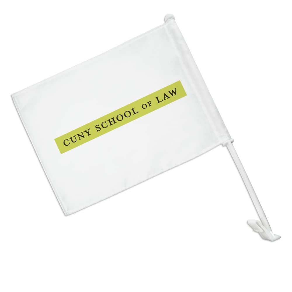 CUNY School of Law Secondary Logo Car Truck Flag with Window Clip On Pole Holder - Right Passenger Side