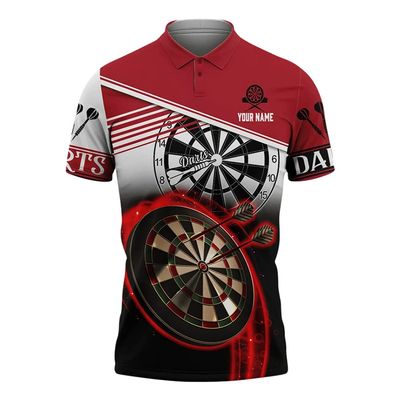 Custom Dart Polo Shirt with Name, Personalized Darts Player Jersey, Cool 3D Print Dartboard T-Shirt, Unique Sportswear Gift for Dart Lovers and Team Players/Gifts8