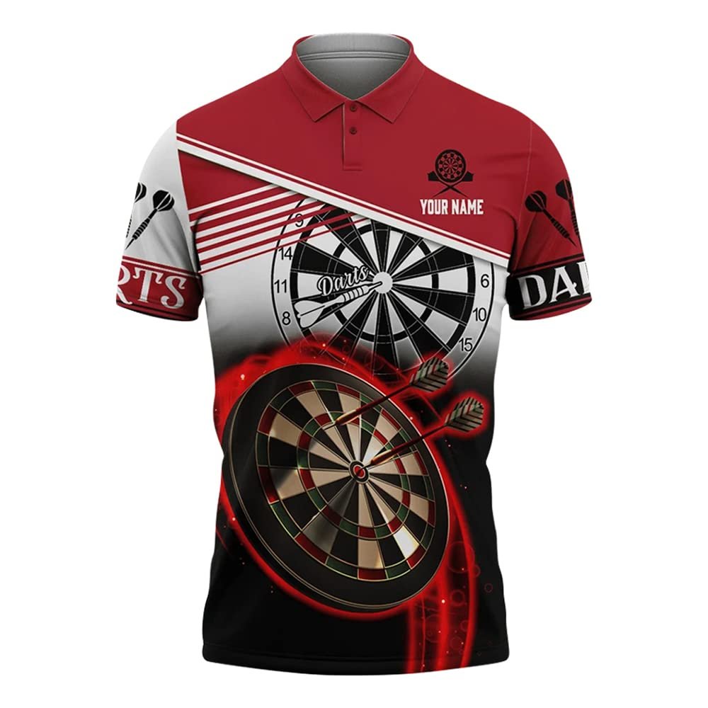 Custom Dart Polo Shirt with Name, Personalized Darts Player Jersey, Cool 3D Print Dartboard T-Shirt, Unique Sportswear Gift for Dart Lovers and Team Players/Gifts8