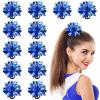 Yuxung 12 Pieces Metallic Pom Poms Hair Ropes for Cheerleading Cheering Elastic Hair Ties Party Costume Pompoms Ponytail Holder for Cheers Team Ball Dance Basketball Game Outdoor Activities view 1