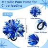 Yuxung 12 Pieces Metallic Pom Poms Hair Ropes for Cheerleading Cheering Elastic Hair Ties Party Costume Pompoms Ponytail Holder for Cheers Team Ball Dance Basketball Game Outdoor Activities view 2