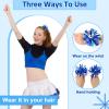 Yuxung 12 Pieces Metallic Pom Poms Hair Ropes for Cheerleading Cheering Elastic Hair Ties Party Costume Pompoms Ponytail Holder for Cheers Team Ball Dance Basketball Game Outdoor Activities view 3