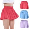 EXARUS 3 Pack Girls Shorts Butterfly Flowy Athletic Skort Dance Cheer Outfits Teen Running Skirts Preppy Tennis 2 in 1 Flutter Gym Kids Tween Clothes Red Blue Purple 8Y view 1