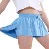 EXARUS 3 Pack Girls Shorts Butterfly Flowy Athletic Skort Dance Cheer Outfits Teen Running Skirts Preppy Tennis 2 in 1 Flutter Gym Kids Tween Clothes Red Blue Purple 8Y view 3