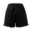 XUETON Womens Causal Drawstring Denim Shorts Summer Elastic Waist Raw Hem Comfy Jeans Shorts with Pockets(Black,X-Large) view 4