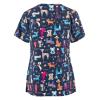 Womens Scrub Tops Dog Print Scrub Nursing V Neck Tops Cute Cat Plus Size Fun Animal Print Stretch Kawaii Pediatric Nurse Uniform Shirt with Pockets Dark Blue Nurse Tunic Tops XL view 2