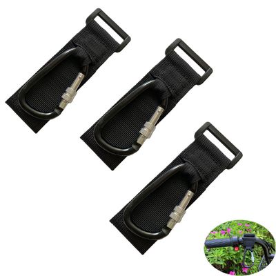 YehVeh 3 Pack Handlebar Hook Clamp Bike Hooks for Hanging Helmet Purse Diaper Bags D Clips Clasp Hanger Heavy Duty Strap Lock for Motorcycles Stroller Wheelchair Scooters Bicycles Vehicle Handle Bar