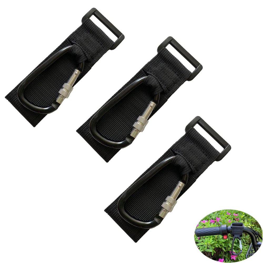 YehVeh 3 Pack Handlebar Hook Clamp Bike Hooks for Hanging Helmet Purse Diaper Bags D Clips Clasp Hanger Heavy Duty Strap Lock for Motorcycles Stroller Wheelchair Scooters Bicycles Vehicle Handle Bar