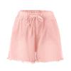 XUETON Womens Causal Drawstring Denim Shorts Summer Elastic Waist Raw Hem Comfy Jeans Shorts with Pockets(Red,Large) view 3