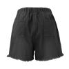 XUETON Womens Causal Drawstring Denim Shorts Summer Elastic Waist Raw Hem Comfy Jeans Shorts with Pockets(Grey,Small) view 4
