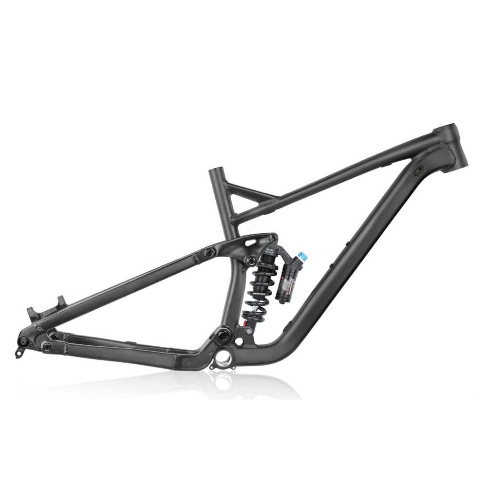 HIMALO Downhill Suspension Frame 27.5er 29er Mountain Bike Frame 17''/19'' Disc Brake Thru Axle Boost Bike Frame XC/DH,with Rear Shocks (Color : Black, Size : 29x19'')