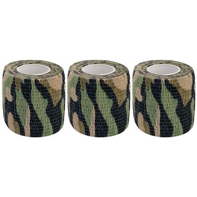 homeemoh Self Adhesive Sports Tape, 3 Rolls (2.5cm x 4.8 Meters) Camouflage Tape for Military Hunting, Camo Cohesive Bandages for Wrist & Ankle Sprains Swelling