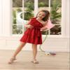 Kids Girls Graduation Dress Red Party One Shoulder Dress Size 6-7 Years view 3