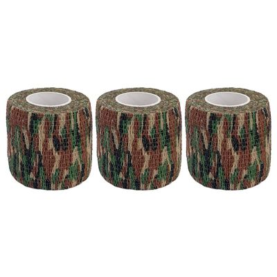 homeemoh Self Adhesive Sports Tape, 3 Rolls (5cm x 4.8 Meters) Camouflage Tape for Military Hunting, Camo Cohesive Bandages for Wrist & Ankle Sprains Swelling