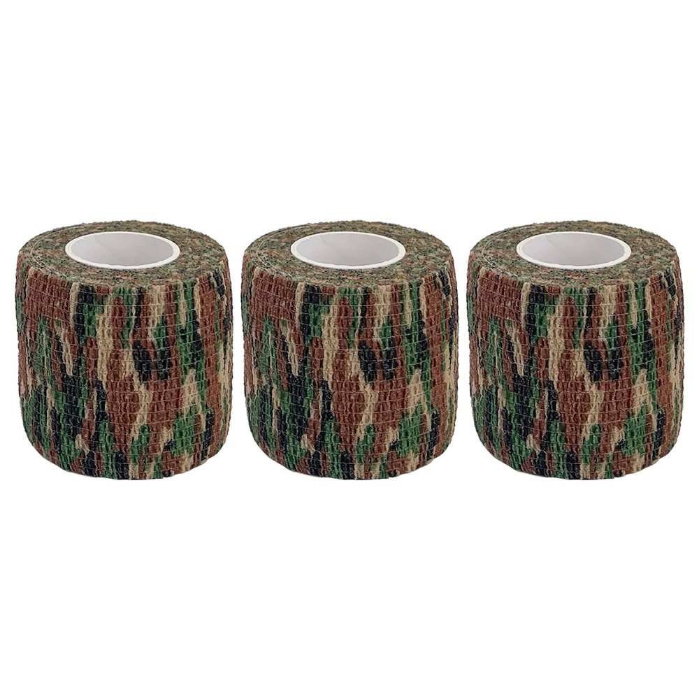 homeemoh Self Adhesive Sports Tape, 3 Rolls (5cm x 4.8 Meters) Camouflage Tape for Military Hunting, Camo Cohesive Bandages for Wrist & Ankle Sprains Swelling