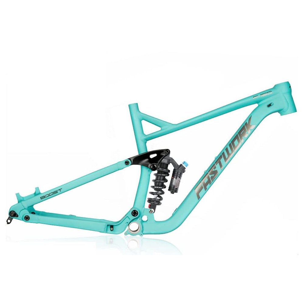 HIMALO Downhill Suspension Frame 27.5er 29er Mountain Bike Frame 17''/19'' Disc Brake Thru Axle Boost Bike Frame XC/DH,with Rear Shocks (Color : Blue, Size : 29x17'')