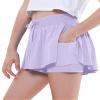 EXARUS 3 Pack Girls Shorts Butterfly Flowy Athletic Skort Dance Cheer Outfits Teen Running Skirts Preppy Tennis 2 in 1 Flutter Gym Kids Tween Clothes Hot Pink Blue Purple 12Y view 2