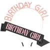 Birthday Girl Sash and Tiara Set - Pink and Black Glitter Sash, Crown, Rhinestone Headband for Women - Happy Birthday Decorations Accessories view 1