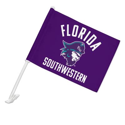 Florida Southwestern State College Buccaneers Logo Car Truck Flag with Window Clip On Pole Holder - Left Driver Side