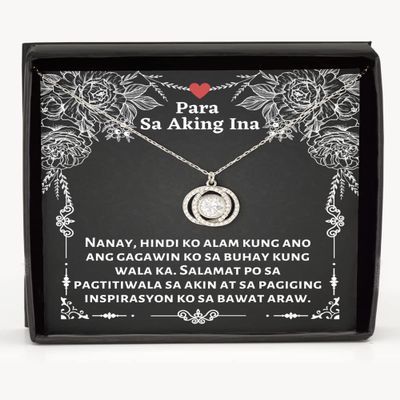 Filipino American Mom Bracelet - Nanay, Hindi ko Alam kung ano ANG gagawin ko sa buhay kung wala ka. Double Crystal Circle Necklace