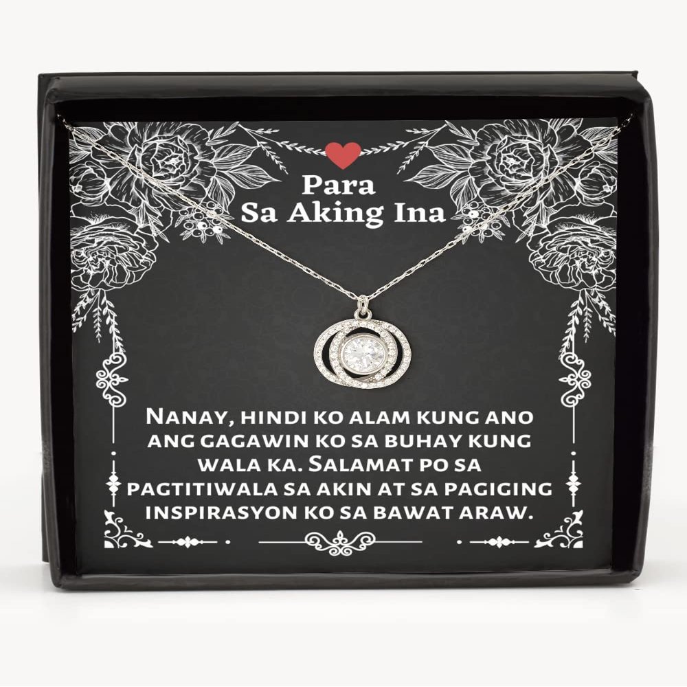 Filipino American Mom Bracelet - Nanay, Hindi ko Alam kung ano ANG gagawin ko sa buhay kung wala ka. Double Crystal Circle Necklace