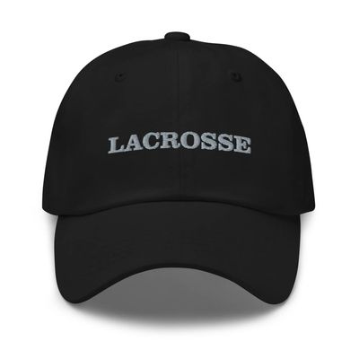 Lacrosse hat, Lacrosse Player Gift for Lacrosse Coach Team Players, Lacrosse Cap, Embroidered Unisex Baseball hat. Black