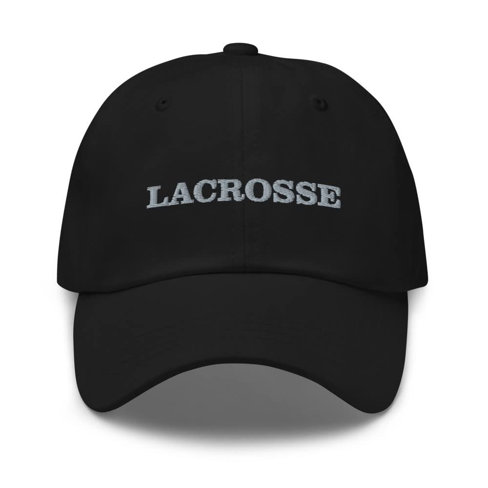Lacrosse hat, Lacrosse Player Gift for Lacrosse Coach Team Players, Lacrosse Cap, Embroidered Unisex Baseball hat. Black