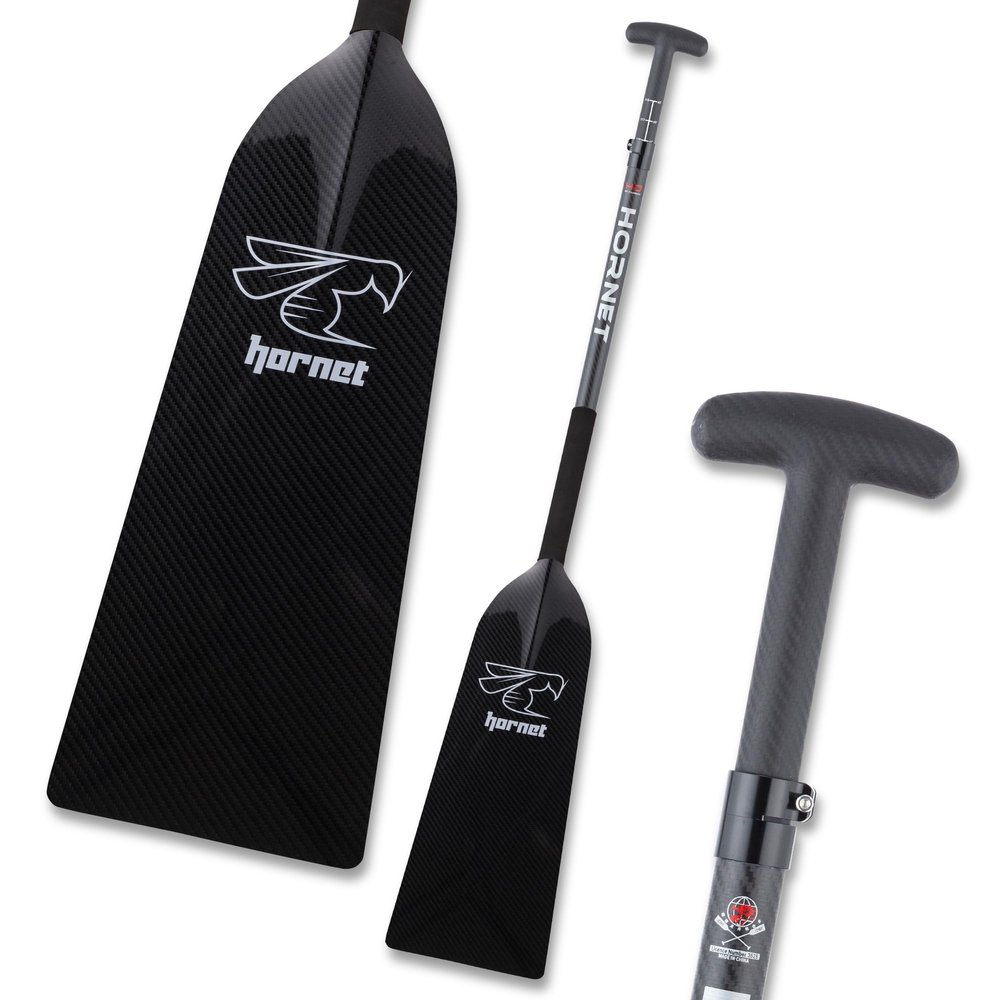 Hornet Watersports Dragon Boat Paddle - Black Glossy - Adjustable Carbon Fiber - IDBF Approved - Dragon Boat Accessories