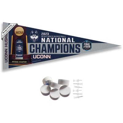 College Flags & Banners Co. Connecticut Huskies 2023 UCONN National Basketball Champions Pennant Flag and Wall Tack Mount Pads