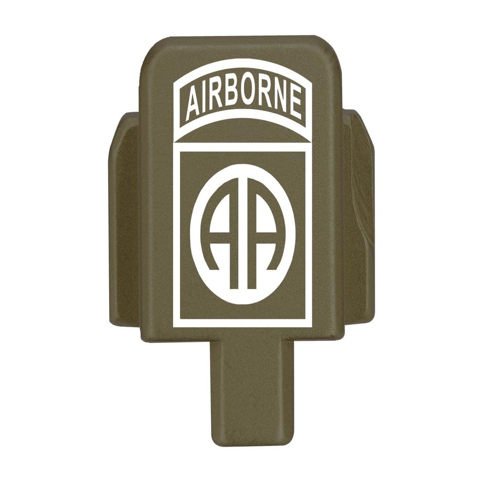 NDZ Performance Rear Slide Cover Plate for Sig P320 Series 9mm .40 .357 .45 ACP Laser Engraved Anodized Aluminum in Olive Drab Green, Made in The USA - US Army 82nd Airborne Division