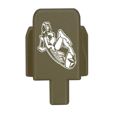 NDZ Performance Rear Slide Cover Plate for Sig P320 Series 9mm .40 .357 .45 ACP Laser Engraved Anodized Aluminum in Olive Drab Green, Made in The USA - Bomb Pinup Girl 1