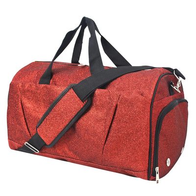 NGIL Glitter Cheers Sports Gym Duffel with Shoe Compartment and Small Carry on Travel Tote Bags for Women, Gym bag, Overnight bags for Women, Cheer Bag (Glitter-Red)