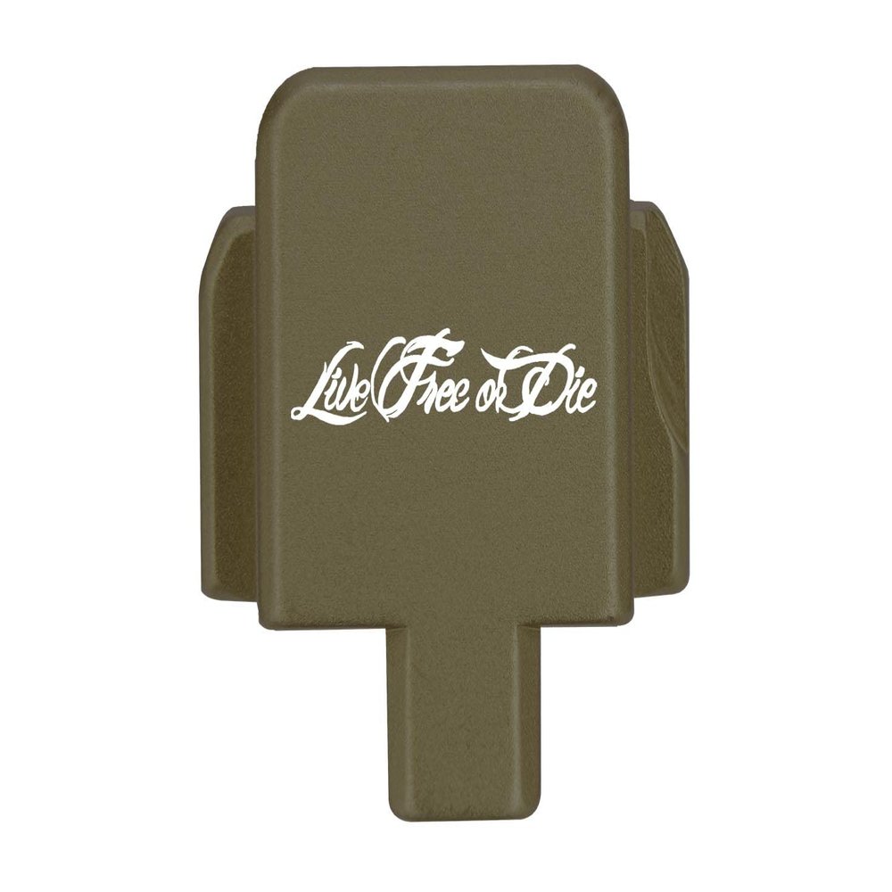NDZ Performance Rear Slide Cover Plate for Sig P320 Series 9mm .40 .357 .45 ACP Laser Engraved Anodized Aluminum in Olive Drab Green, Made in The USA - Live Free Or Die Script