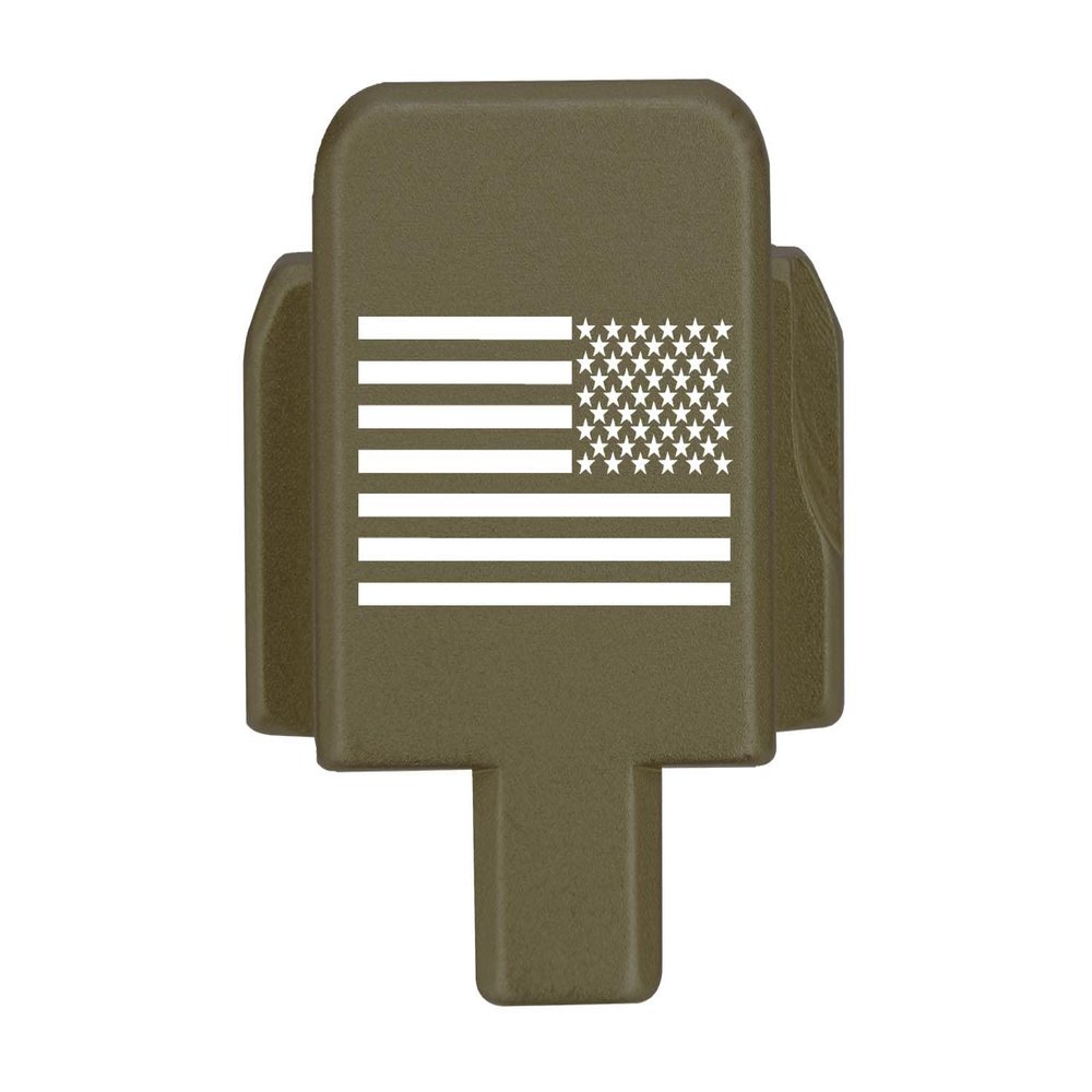 NDZ Performance Rear Slide Cover Plate for Sig P320 Series 9mm .40 .357 .45 ACP Laser Engraved Anodized Aluminum in Olive Drab Green, Made in The USA - US Battle Flag