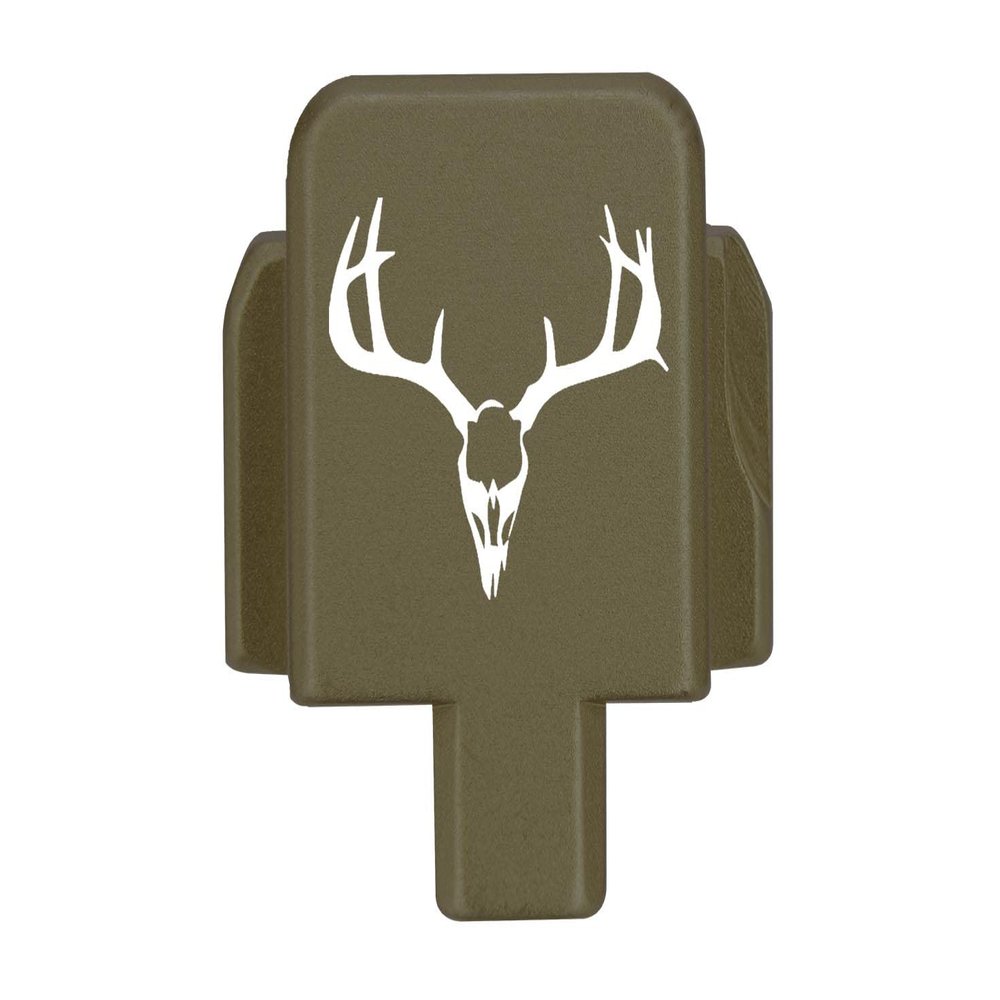 NDZ Performance Rear Slide Cover Plate for Sig P320 Series 9mm .40 .357 .45 ACP Laser Engraved Anodized Aluminum in Olive Drab Green, Made in The USA - Deer Skull 1