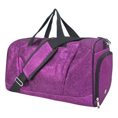 NGIL Glitter Cheers Sports Gym Duffel with Shoe Compartment and Small Carry on Travel Tote Bags for Women, Gym bag, Overnight bags for Women, Cheer Bag (Glitter-Purple)
