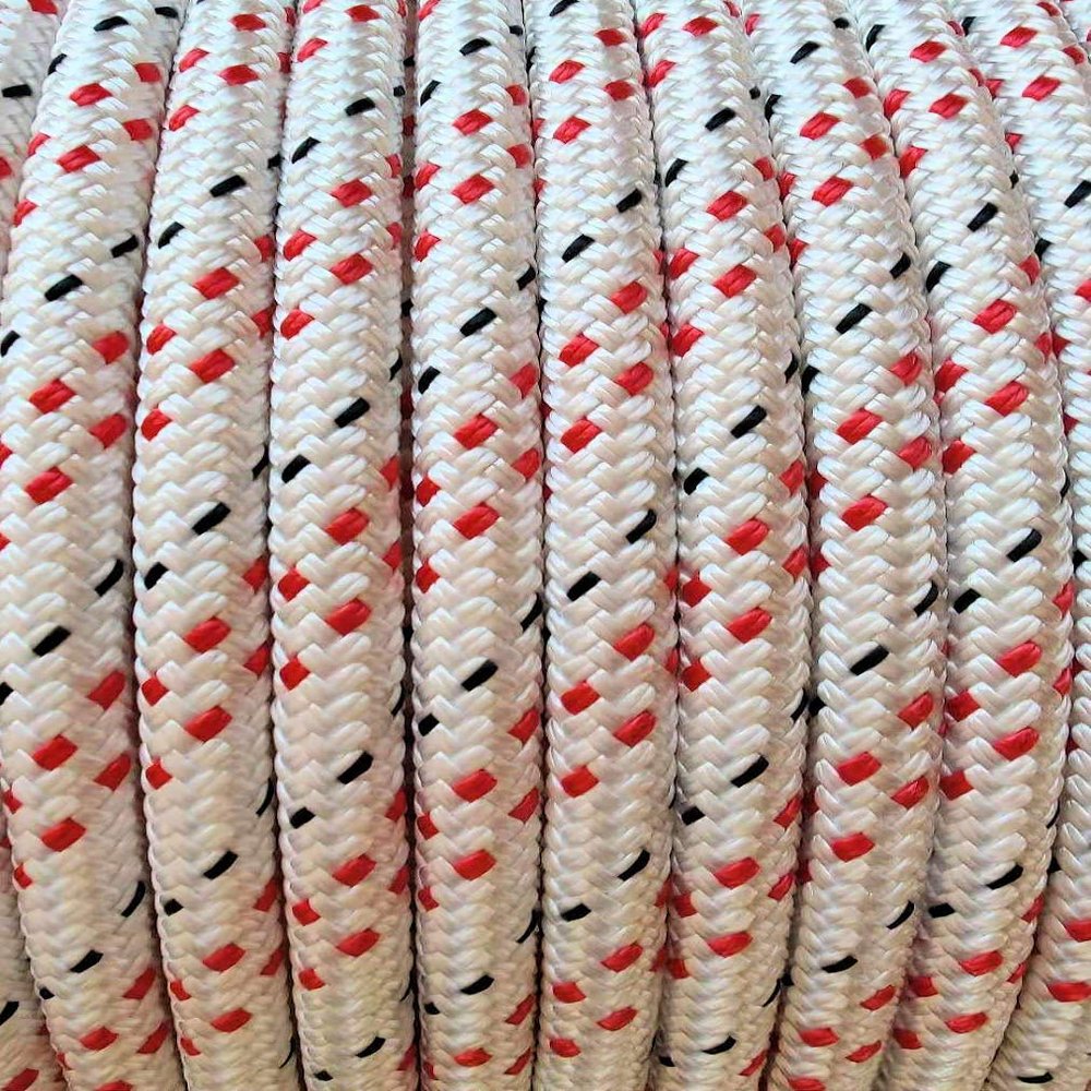MarineNow Double Braid Polyester Low Stretch Sailing Rope Choose Size/Length/Color (6 mm (1/4"), 110 ft, Red & Black Fleck)