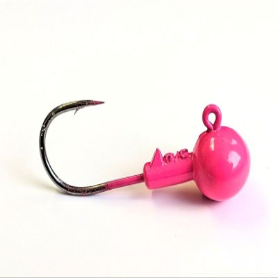 Round Fresh Water Ball Jig Head Lure Ultra Point Hook Bass Trout 10 -Pink 1oz