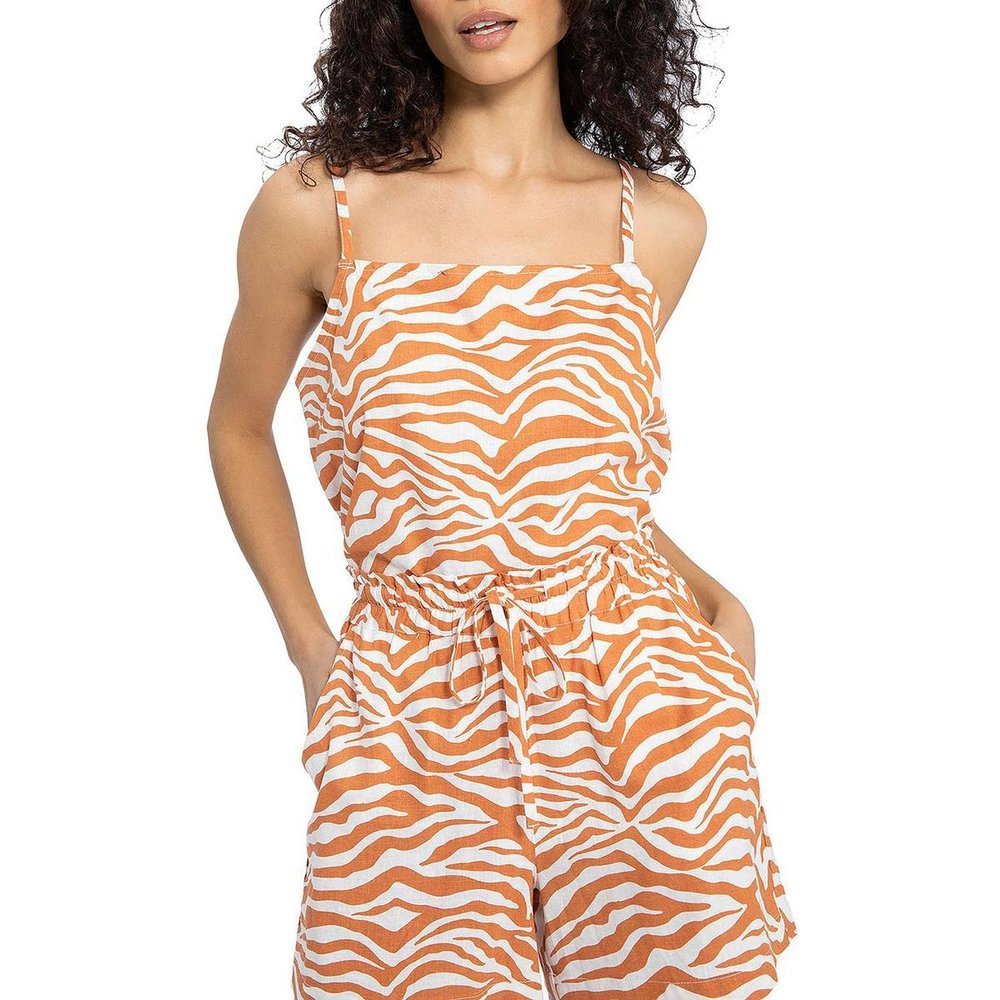 Sanctuary Womens Animal Print Shirt Camisole Orange L
