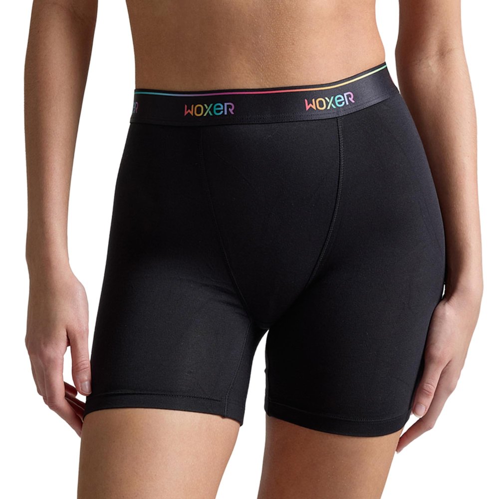 Woxer Womens Baller 5" High Waisted Boy Shorts Underwear Seamless Boxer Briefs, Boyshort Panties, No Show Womens Boxers, Soft Modal Underwear, Chafe-Free, Breathable Boyshorts, Pride Black