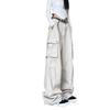 UICIOP Gothic Cargo Pants Women's Pocket Pleated Cargo Pants Women's Loose Wide Leg Trousers Casual Straight Trousers (Apricot,XL,X-Large) view 1