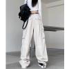 UICIOP Gothic Cargo Pants Women's Pocket Pleated Cargo Pants Women's Loose Wide Leg Trousers Casual Straight Trousers (Apricot,XL,X-Large) view 4